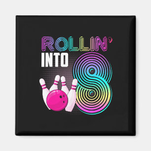 Imán Fiesta de boliche Rollin' en niño Chica de cumplea