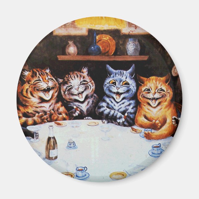 Imán Fiesta de Cena Cat Louis Wain Artwork (Frente)