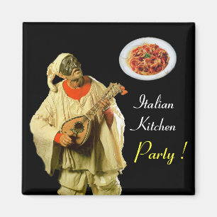 Imán FIESTA DE COCINA ITALIANA PULCINELLA, negro
