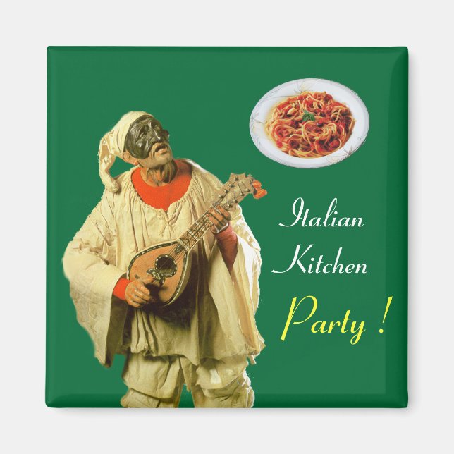Imán FIESTA DE COCINA ITALIANA PULCINELLA, verde (Frente)