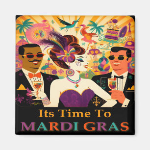 Imán Fiesta de Cóctel Mardi Gras de Mitad de Siglo