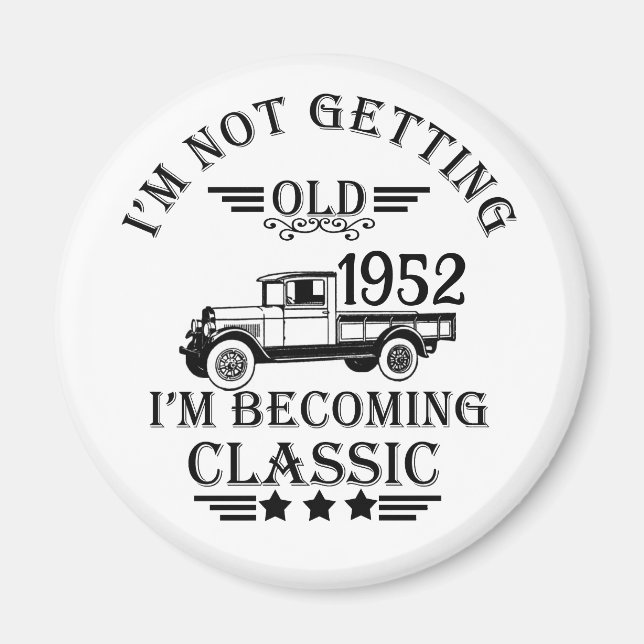 Imán Fiesta de cumpleaños 70 vintage personalizada (Frente)