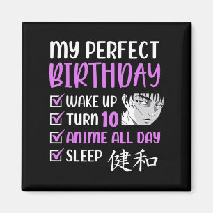 Imán Fiesta de cumpleaños de Anime de 10 años 10 Chica