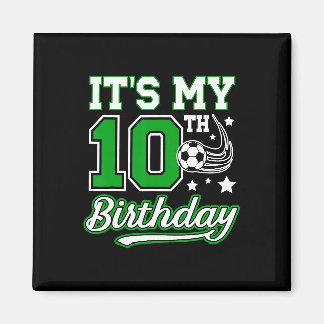 Imán Fiesta de cumpleaños de fútbol número 10 para un n (Frente)