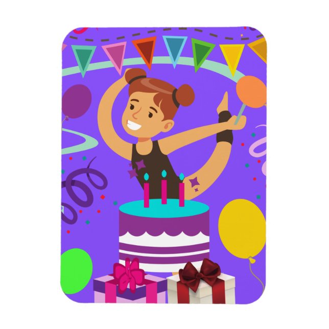 Imán Fiesta de cumpleaños de gimnasia (Vertical)