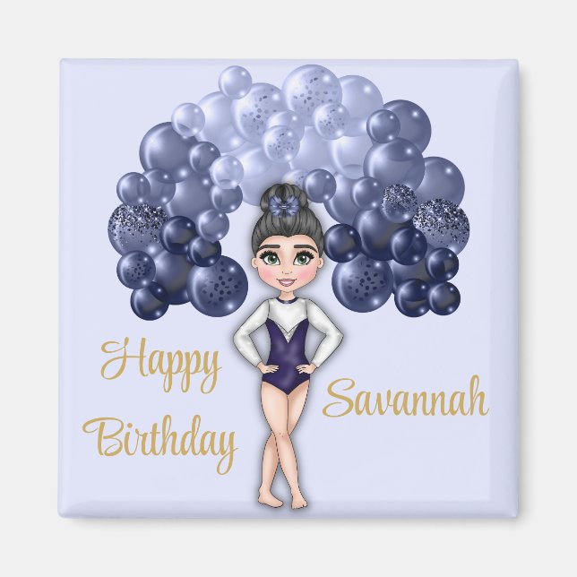 Imán Fiesta de cumpleaños de gimnasia con arco de globo (Frente)