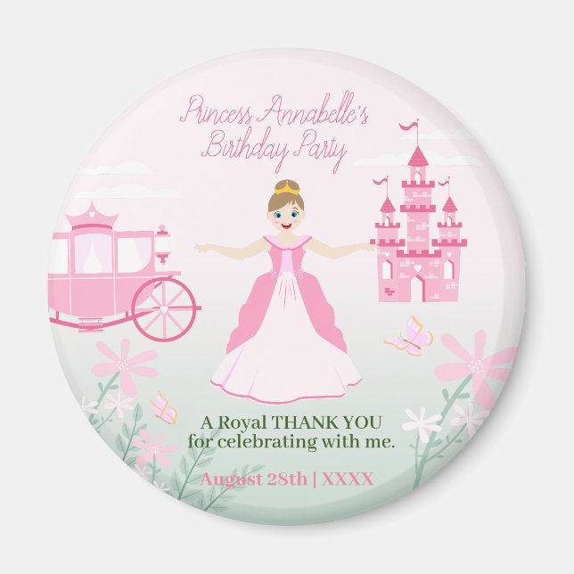 Imán Fiesta de cumpleaños de la princesa rosa Fantasy (Frente)