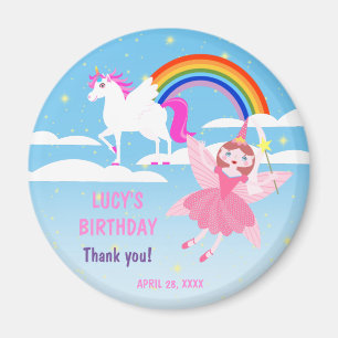 Imán Fiesta de Cumpleaños de Magia de Unicornio y Hada