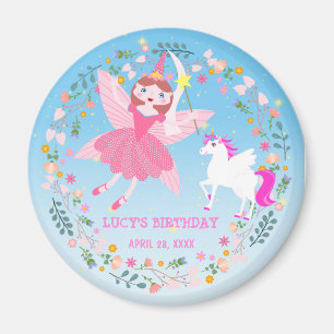 Imán Fiesta de Cumpleaños de Magia de Unicornio y Hada