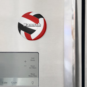 Imán fiesta de cumpleaños de niños de voleibol negro ro