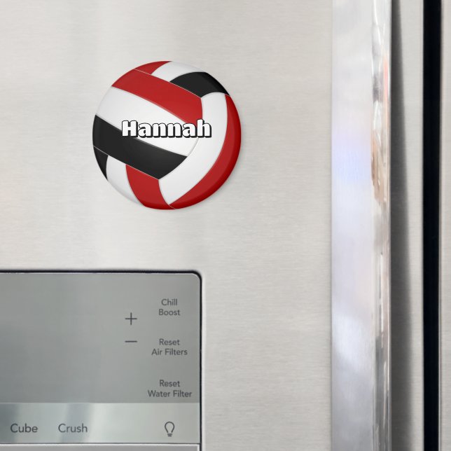 Imán fiesta de cumpleaños de niños de voleibol negro ro (In situ (nevera))