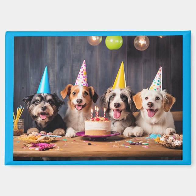 Imán Fiesta de cumpleaños de perros (Anverso)