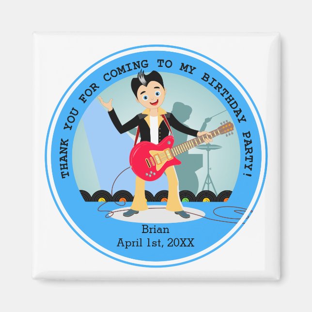 Imán Fiesta de cumpleaños de Rock Star Boy (Frente)