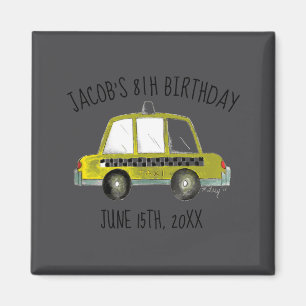 Imán Fiesta de Cumpleaños del Taxi Amarillo de la Ciuda