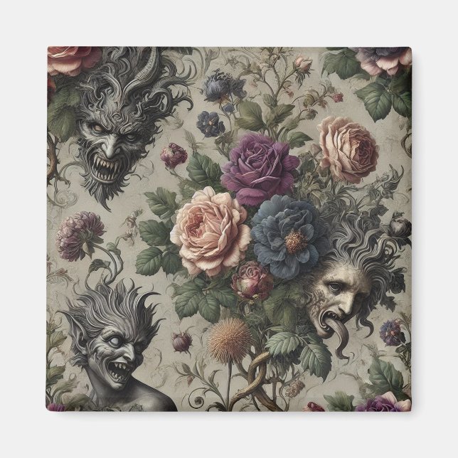 Imán Fiesta de cumpleaños - Floral gótica victoriana (Frente)