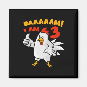 Imán Fiesta de cumpleaños número 3 de Pollo Granja Gall