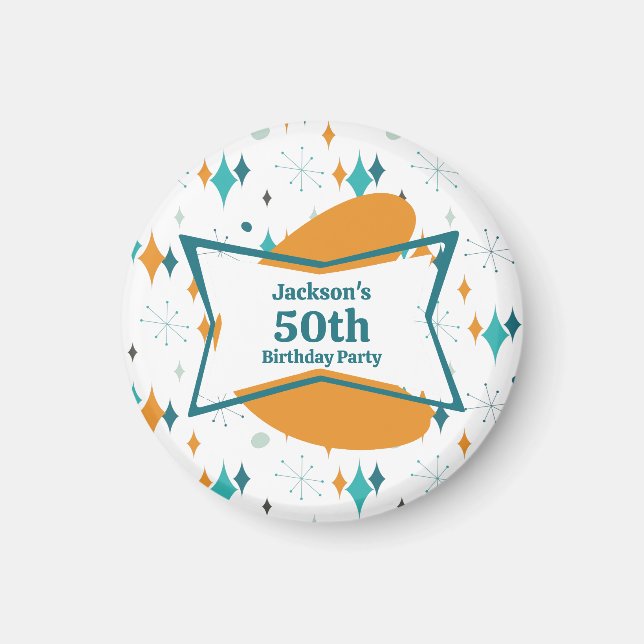 Imán Fiesta de cumpleaños número 50 Retro mediados de s (Frente)