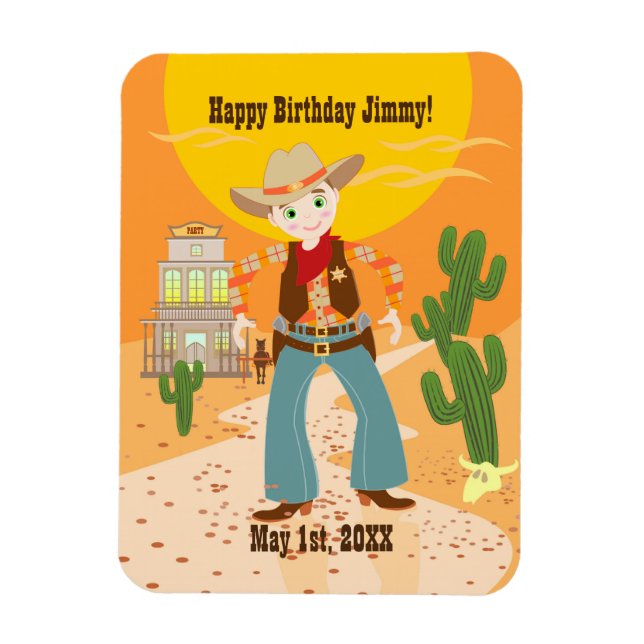 Imán Fiesta de cumpleaños para niños de vaca (Vertical)
