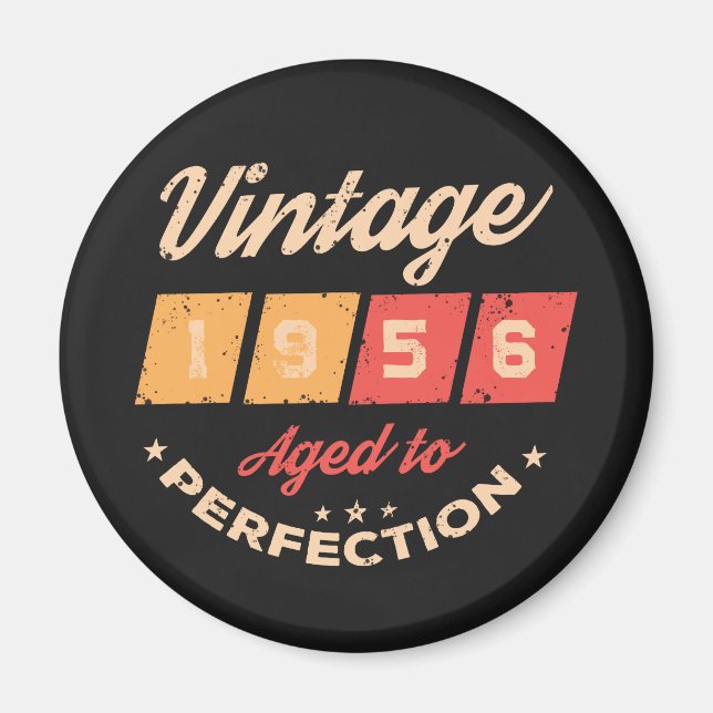 Imán Fiesta de cumpleaños personalizada setenta vintage (Frente)