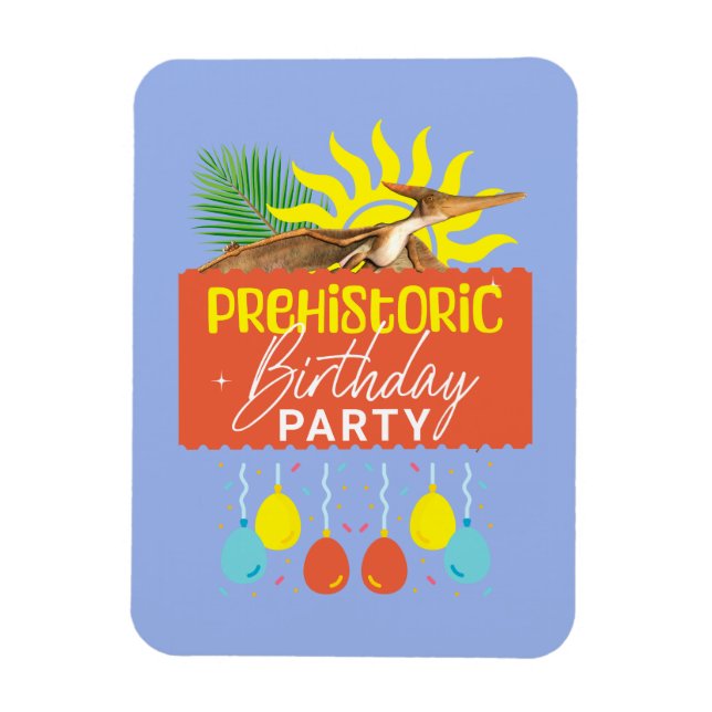 Imán Fiesta de Cumpleaños Prehistórico de Pterodáctilo (Vertical)
