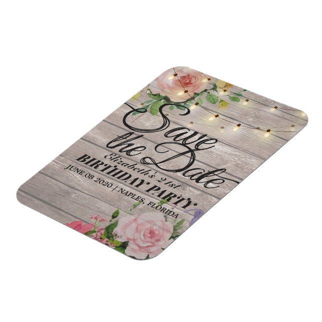 Imán Fiesta De Cumpleaños Salven La Fecha Flores Luces  (Lado Izquierdo)