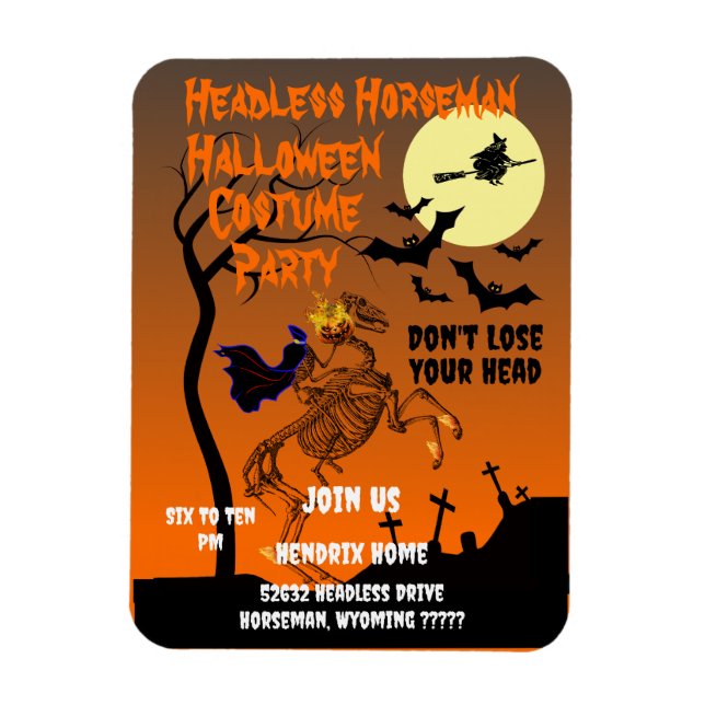 Imán Fiesta de disfraces de Halloween para jinetes sin  (Vertical)