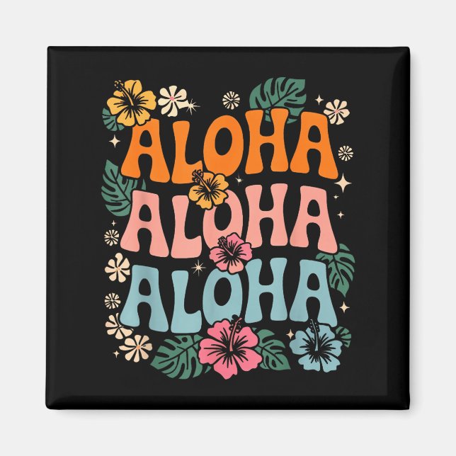 Imán Fiesta de flores de la playa de Hawái aloha (Frente)
