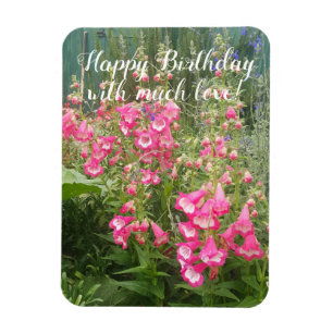 Imán Fiesta de flores Penstemon Feliz cumpleaños