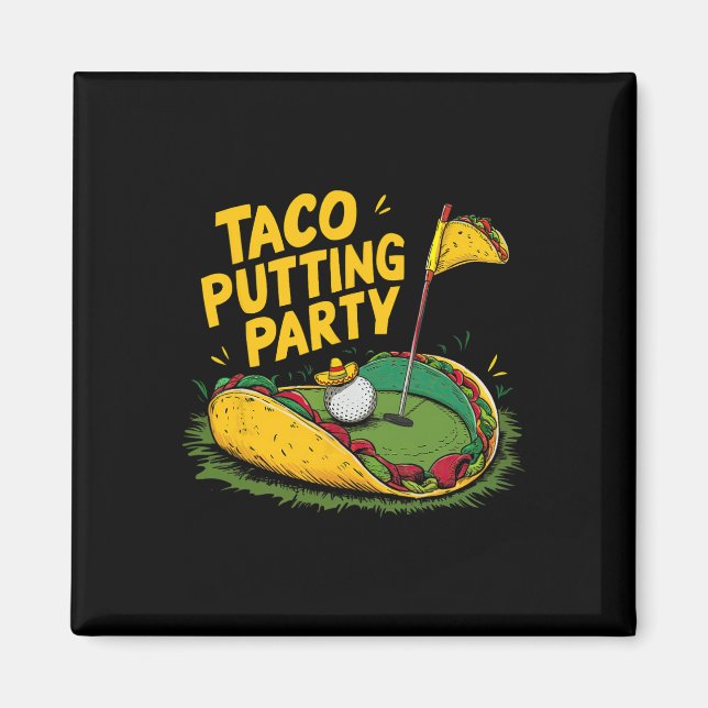 Imán Fiesta de Golf con Tacos Divertidos  (Frente)