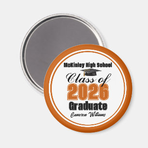 Imán Fiesta de Graduación Personalizada de Naranja Clas