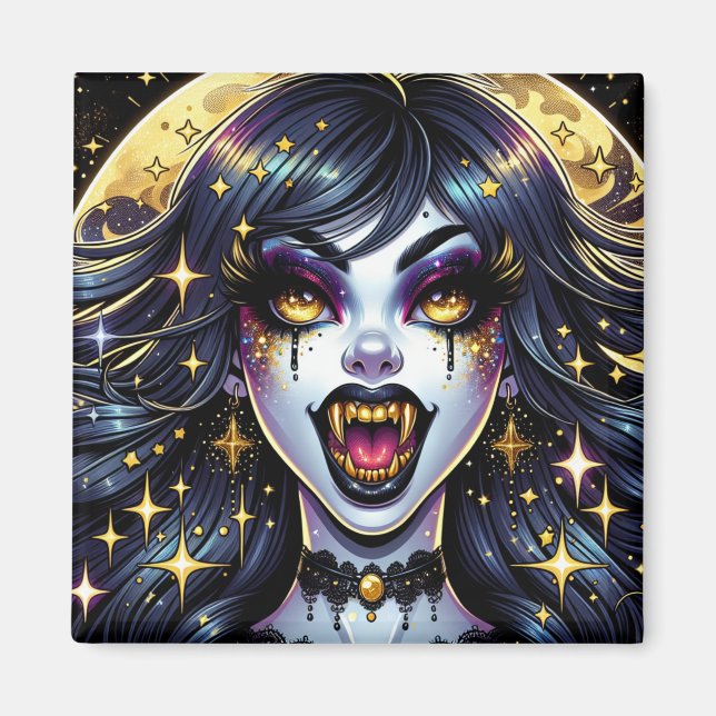 Imán Fiesta de Halloween de vampiros al estilo de cómic (Frente)