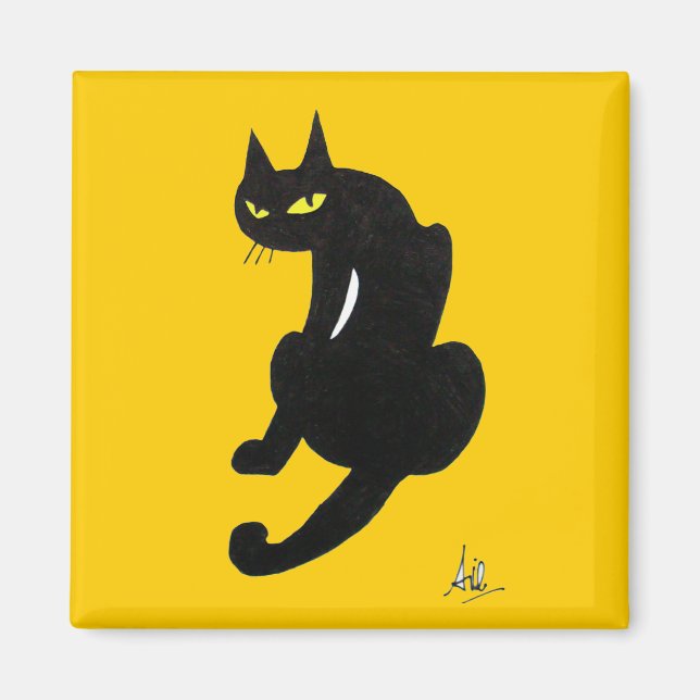 IMÁN FIESTA DE HALLOWEEN DEL GATO NEGRO (Frente)