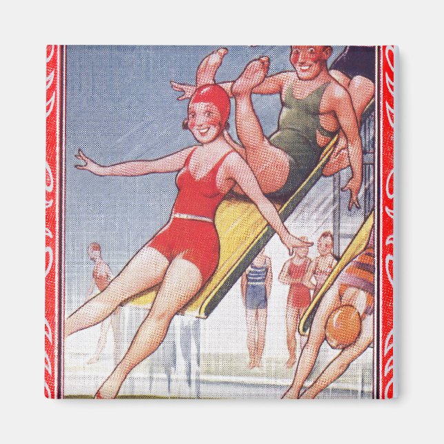 Imán Fiesta de la piscina Verano Vintage (Frente)