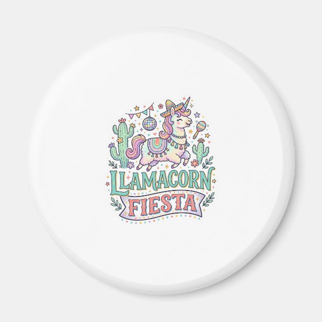 Imán Fiesta de Llamacornio Unicornio Vector Premium Art (Frente)