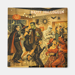Imán Fiesta de Martini de Halloween Retro de la Mitad d