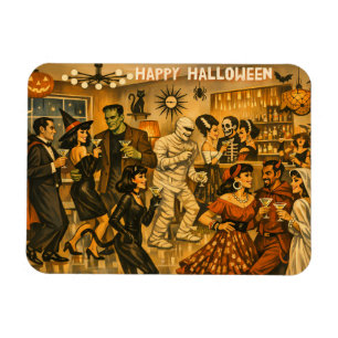 Imán Fiesta de Martini de Halloween Retro de la Mitad d