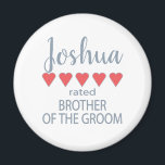 Imán Fiesta de novias y bodas 5 Hermano Corazón de Groo<br><div class="desc">Los miembros de la fiesta nupcial y nupcial se sentirán amados y apreciados con un regalo de "cinco corazones" hecho especialmente para ellos. El amor es de lo que se trata. Ya sea un boda de ciudad o una boda de destino, los artículos personalizados le harán sonreír. Las camisetas del...</div>