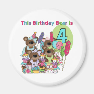 Imán Fiesta de Oso de Teddy 4er cumpleaños camisetas y 