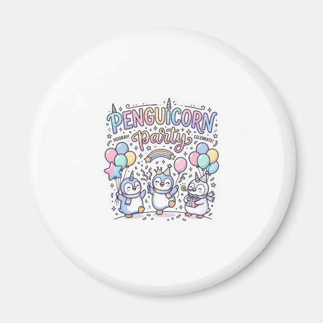 Imán Fiesta de Penguicornio Unicornio Vector Premium De (Frente)