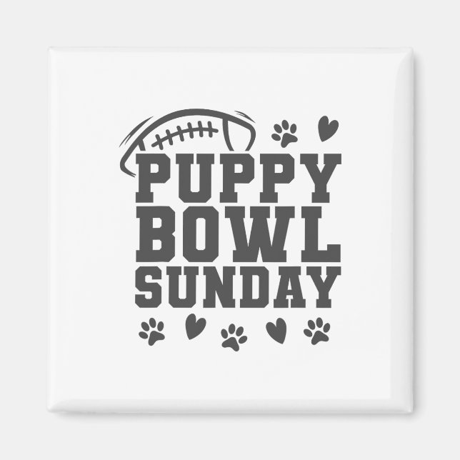 Imán Fiesta de perros domingo de tazón de cachorros sup (Frente)
