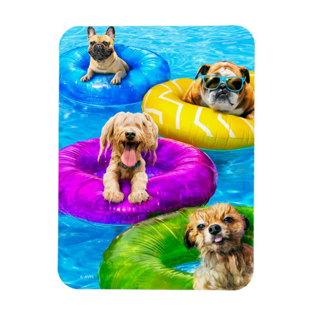 Imán Fiesta de Perros en la Piscina (Vertical)