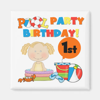 Imán Fiesta de piscina camisetas de cumpleaños y regalo