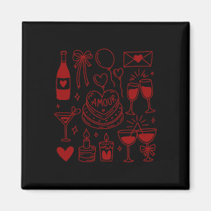 Imán Fiesta de San Valentín Coquette Amour Tarta Vino C