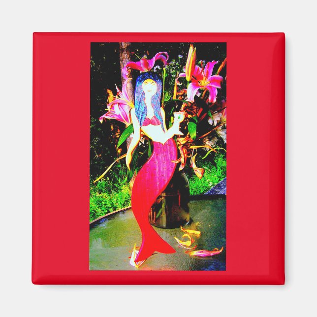 Imán fiesta de sirena roja (Frente)