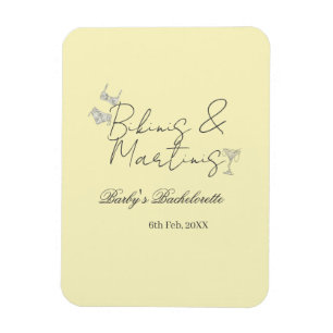Imán fiesta de soltera Bikins & Martinis amarillo retro