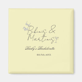 Imán Fiesta de soltera Bikins & Martinis amarillo retro