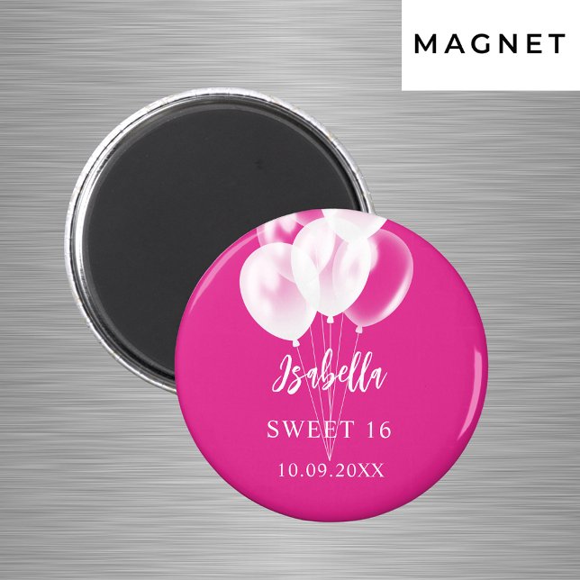 Imán Fiesta de Sweet 16 globos rosados blancos (Subido por el creador)