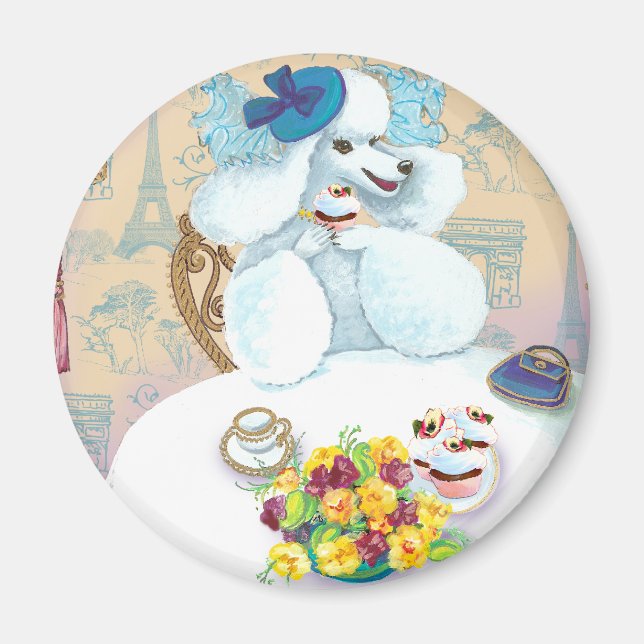 Imán Fiesta de té de cangrejo blanco (Frente)