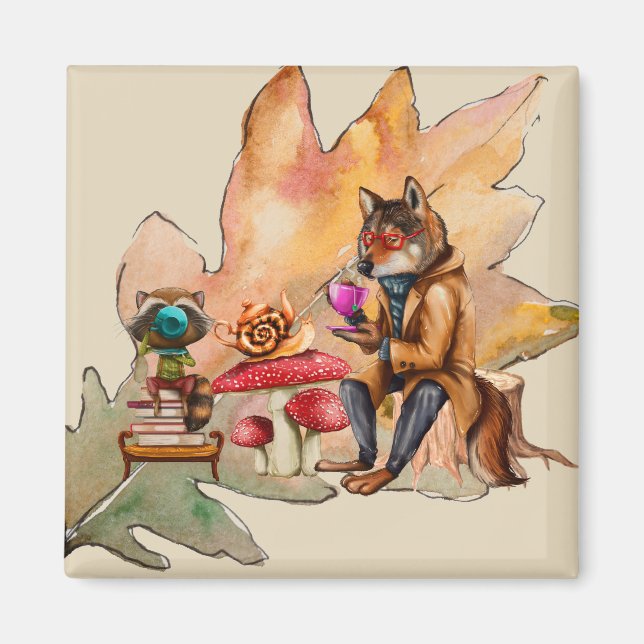 Imán Fiesta de té de los Forest Friends (Frente)