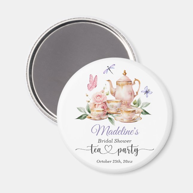 Imán Fiesta de té elegante mariposas despedida de solte (Anverso/Reverso)
